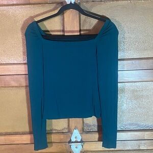 Banana Republic Teal Off the Shoulder Long Sleeve Crop Top